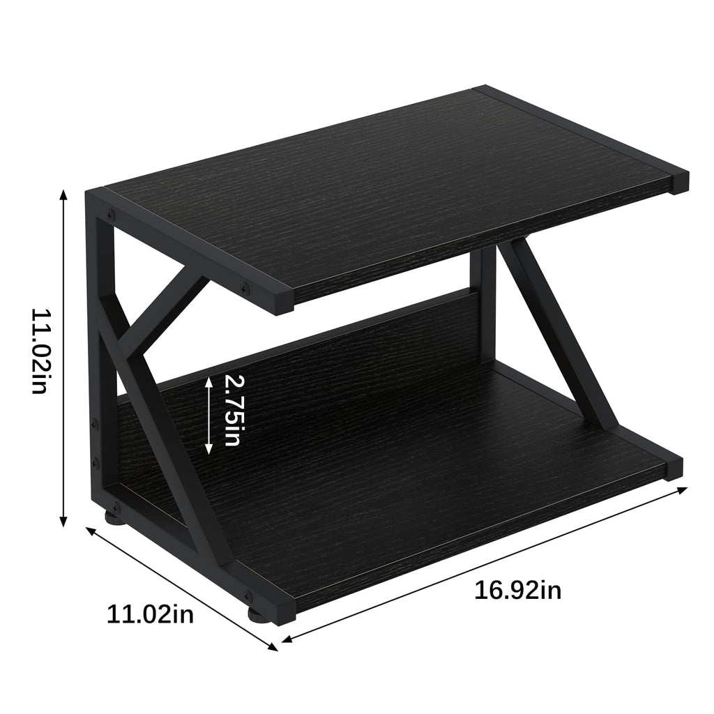 Desktop Printer Stand with 2 Tier Wood Storage Shelves,Under Desk Printer Table,Multi-Purpose Home Office Desk Organi... - Image 3