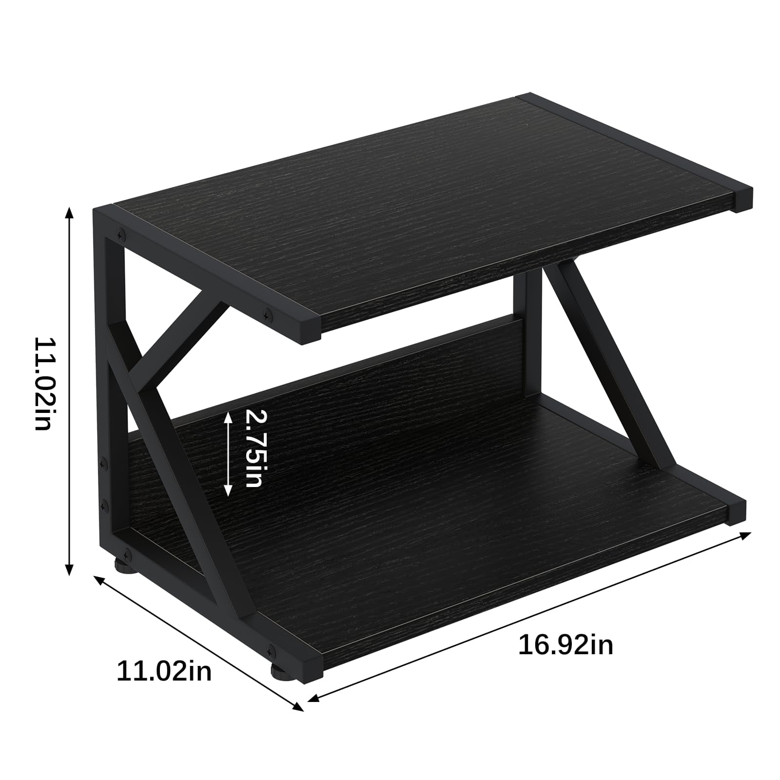 Desktop Printer Stand with 2 Tier Wood Storage Shelves,Under Desk Printer Table,Multi-Purpose Home Office Desk Organi... - Image 3