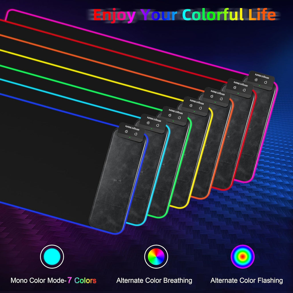 Mouse Pad with Wireless Charging, 15W RGB Gaming Mousepad with 9 Light, LED Large Desk Mat with Waterproof Non-Slip R... - Image 4