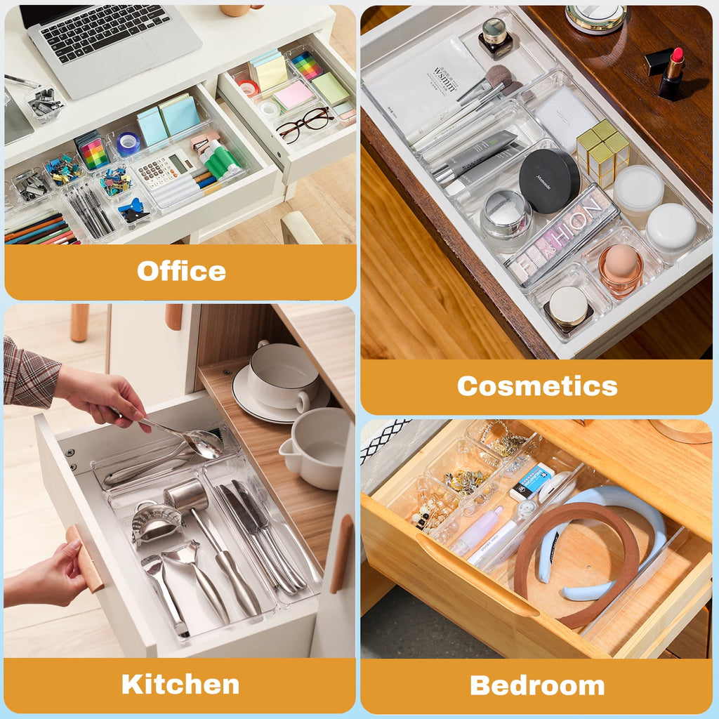 Clear Plastic Drawer Organizers Makeup Vanity Desk Storage Stackable Multiple Gadgets Organizers for Home Bathroom Of... - Image 6