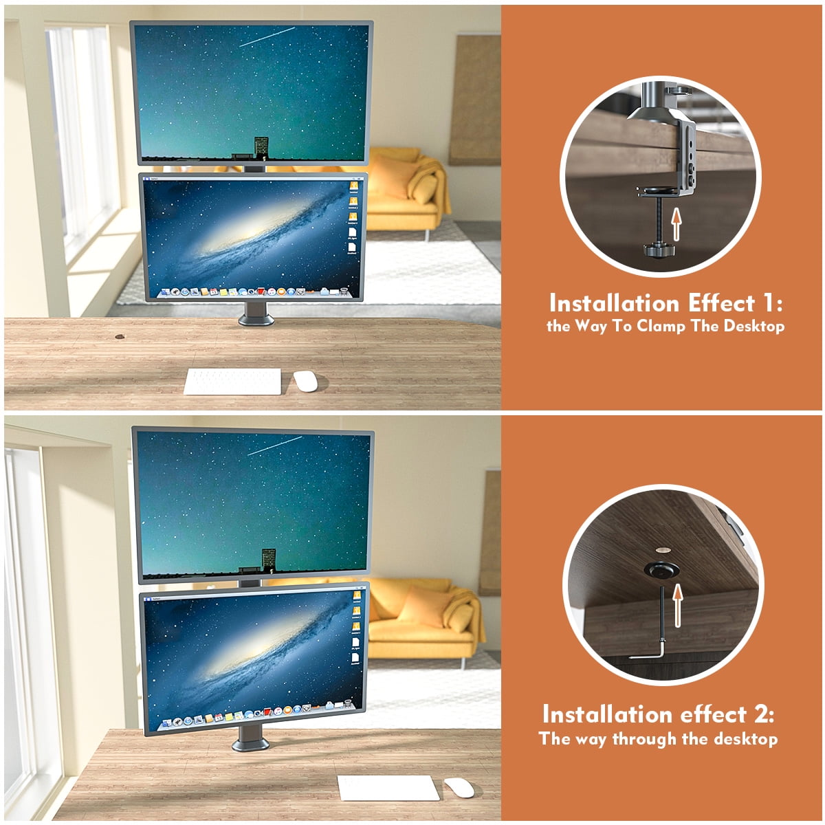 Single Tall Desk Monitor Arm Mount Stand Fit for 13 inch to 34 inch Flat Curved Computer Screen with Swivel, Height A... - Image 2