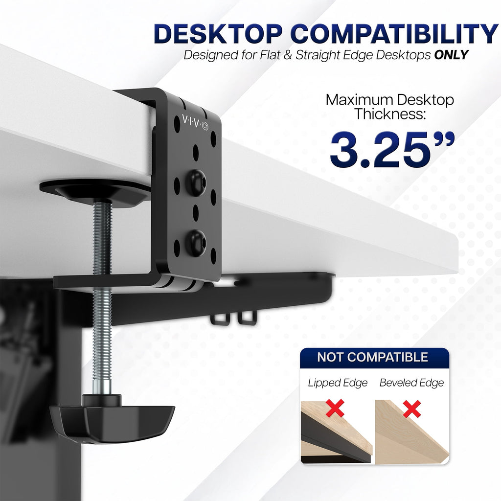 Black Heavy Duty Desk Clamp for Monitor Mount Stand | Sturdy 4 Inch C-clamp - Image 3