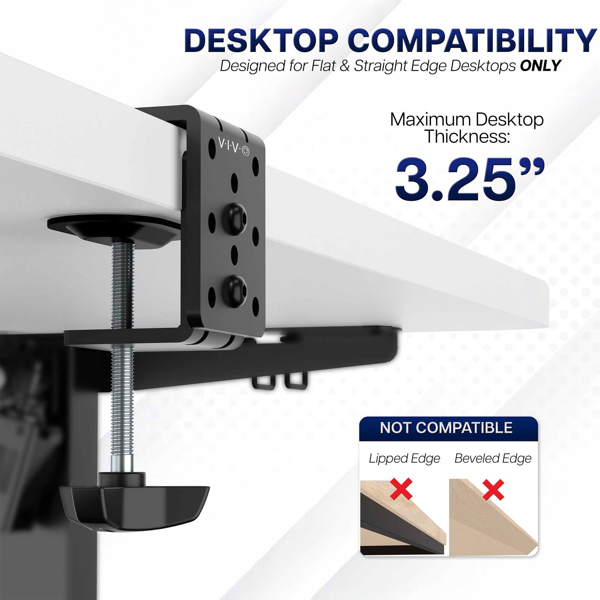 Black Heavy Duty Desk Clamp for Monitor Mount Stand | Sturdy 4 Inch C-clamp - Image 3