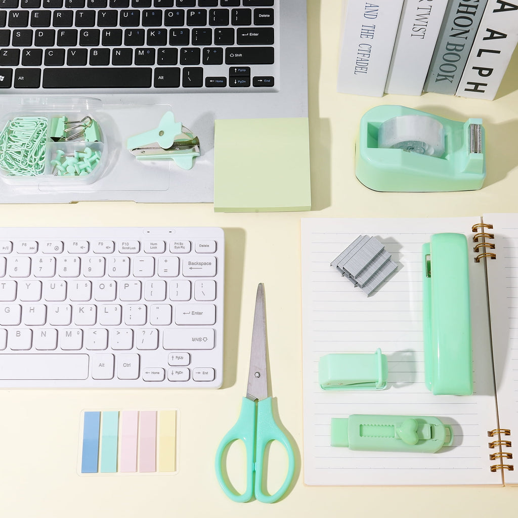 13-in-1 Office Supplies Set & Desk Organizer Kit, Premium Stapler, Tape Dispenser, 1000 Staples, Scissors, Paper/Bind... - Image 4
