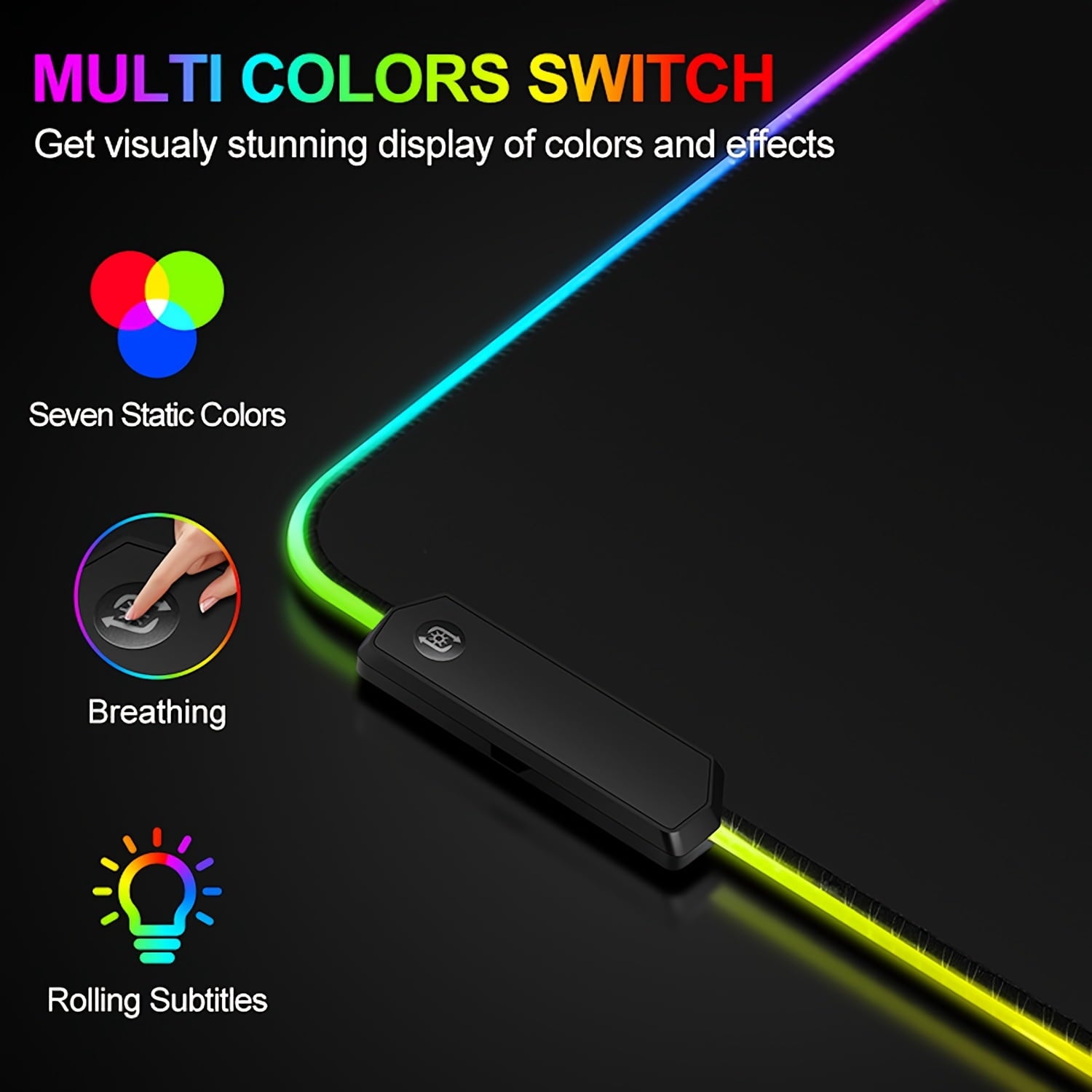 LED Mouse Pad 35.4x15.7 inch, Large RGB Glow Gaming Mouse Pad for Computer Keyboard, 12 Cool Lighting Modes, Anti-Sli... - Image 5