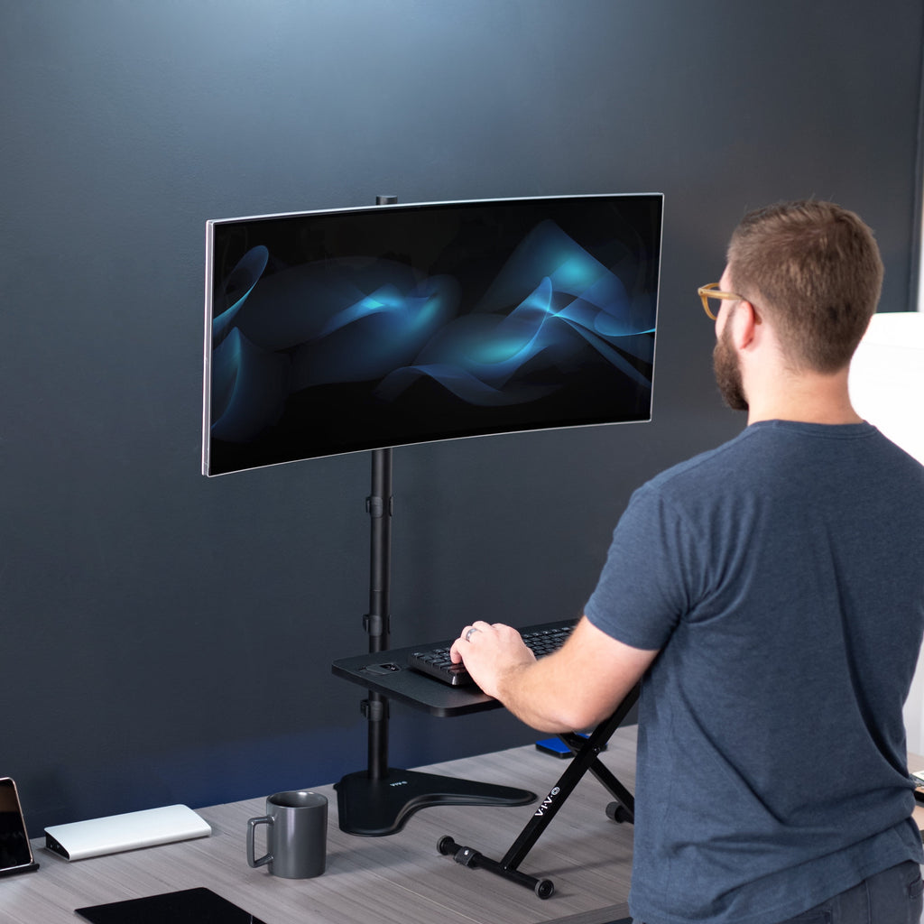 Extra Tall Single Monitor Adjustable Desk Stand for 1 Screen 13" to 27" - Image 4