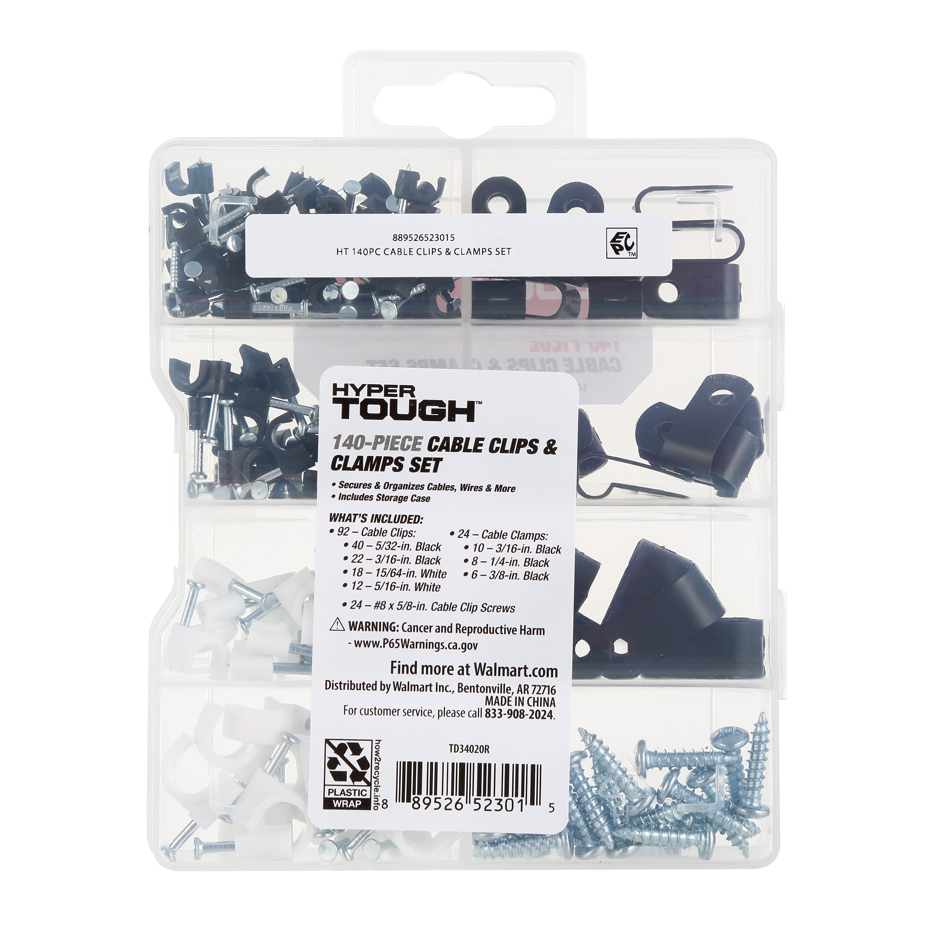 Hyper Tough Polypropylene 140-Piece Cable Clips and Clamp Set for Wood and Masonry - Image 2