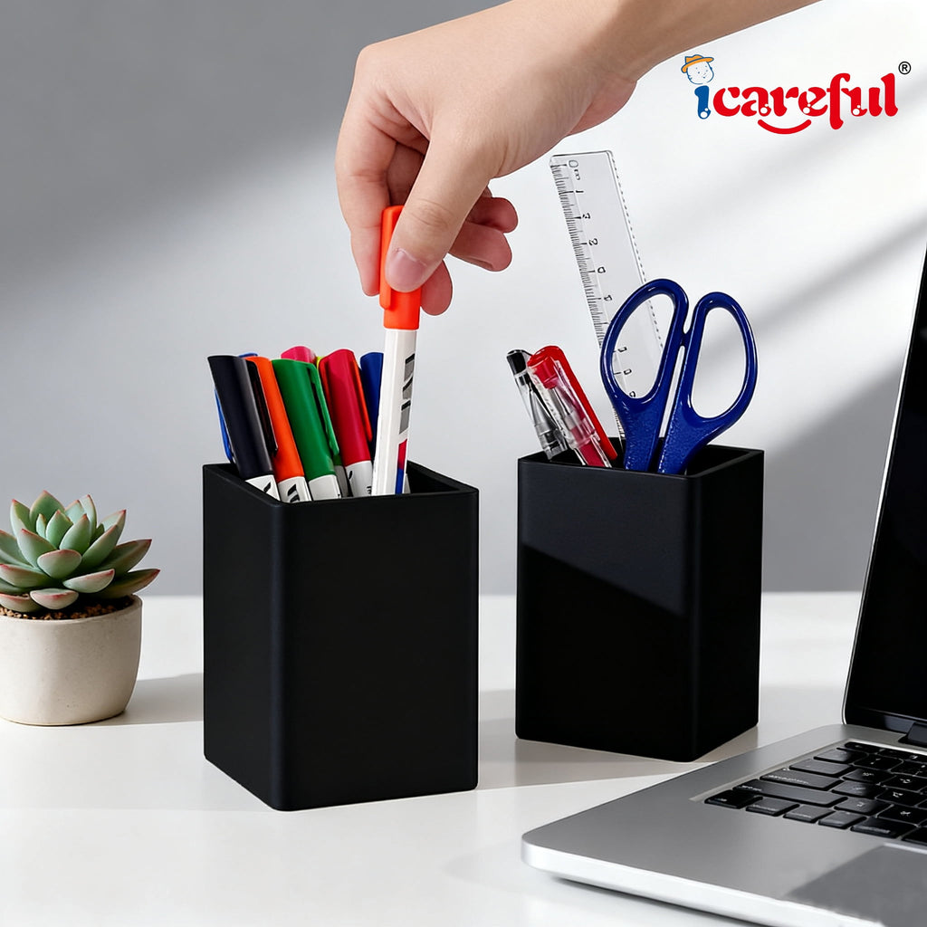 Icareful Silicone Pen Holders, Matte Black Desk Organizer Set, 2-Pack - Image 6