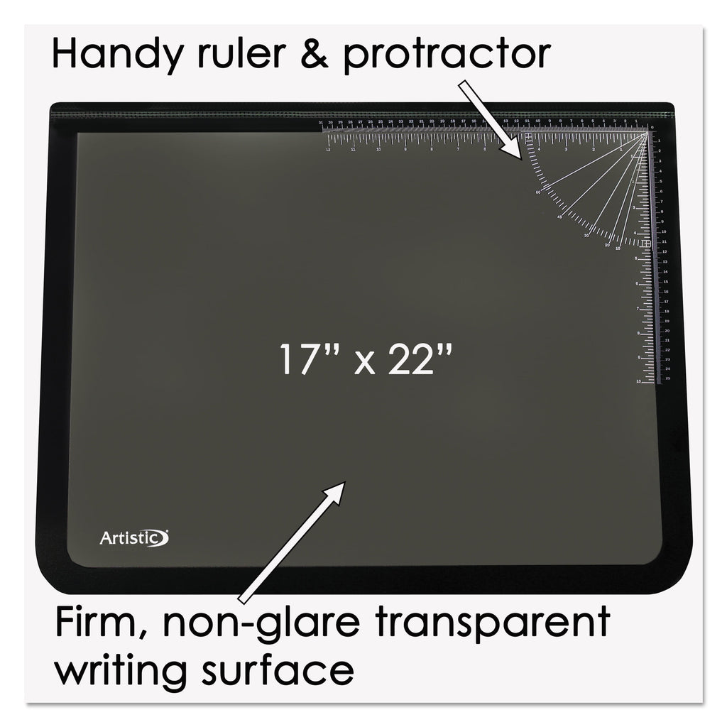 Lift-top Pad Desktop Organizer With Clear Overlay, 22 X 17, Black - Image 3