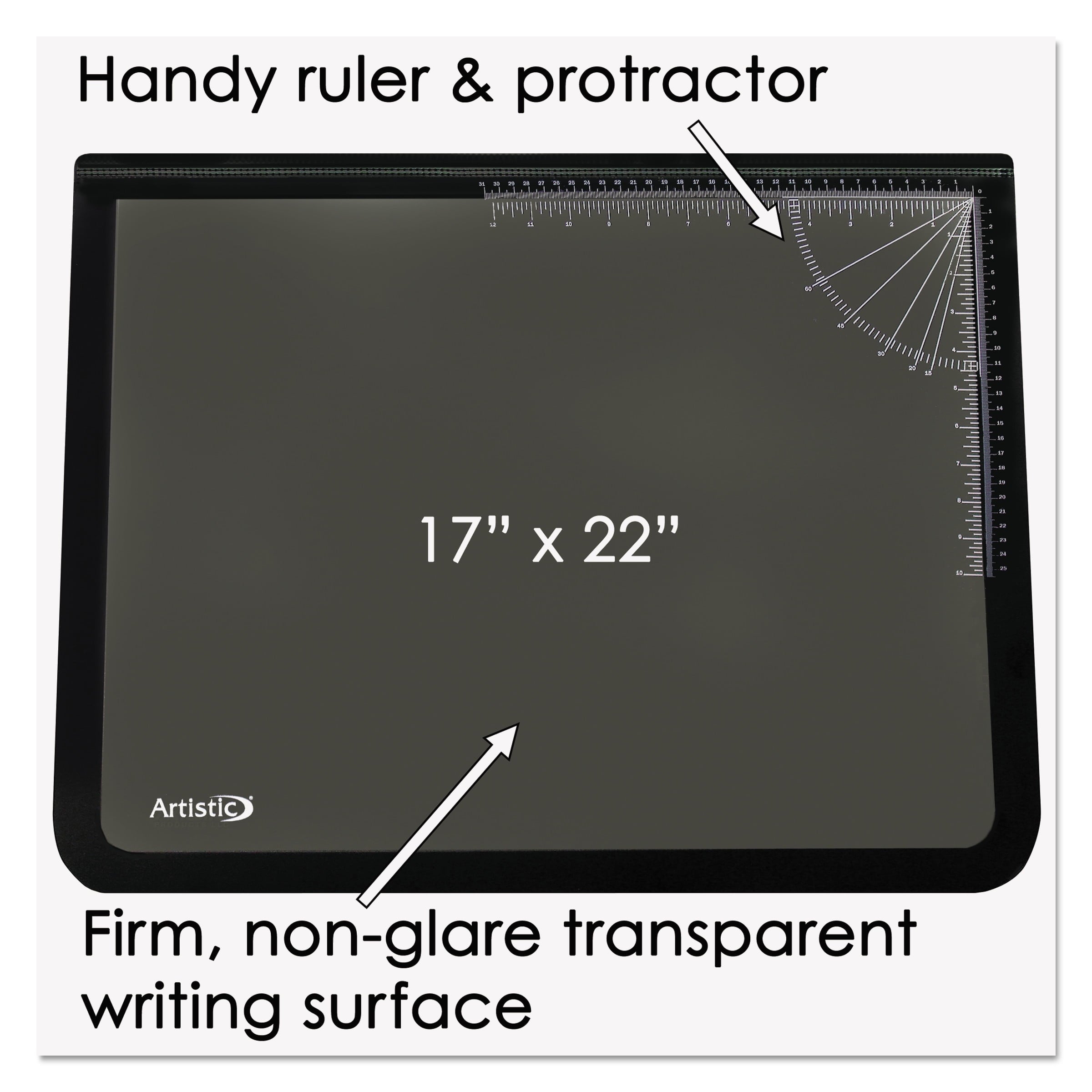 Lift-top Pad Desktop Organizer With Clear Overlay, 22 X 17, Black - Image 3