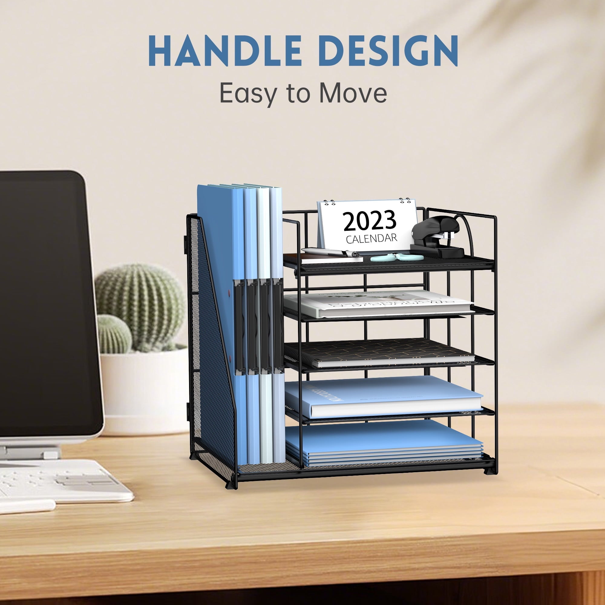 5-Tier Desk Organizer with File Holder, Letter Tray Paper Organizer, 1 Pcs - Image 2