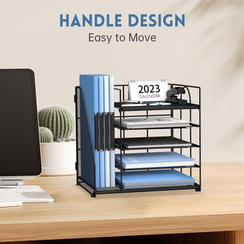 5-Tier Desk Organizer with File Holder, Letter Tray Paper Organizer, 1 Pcs - Image 2