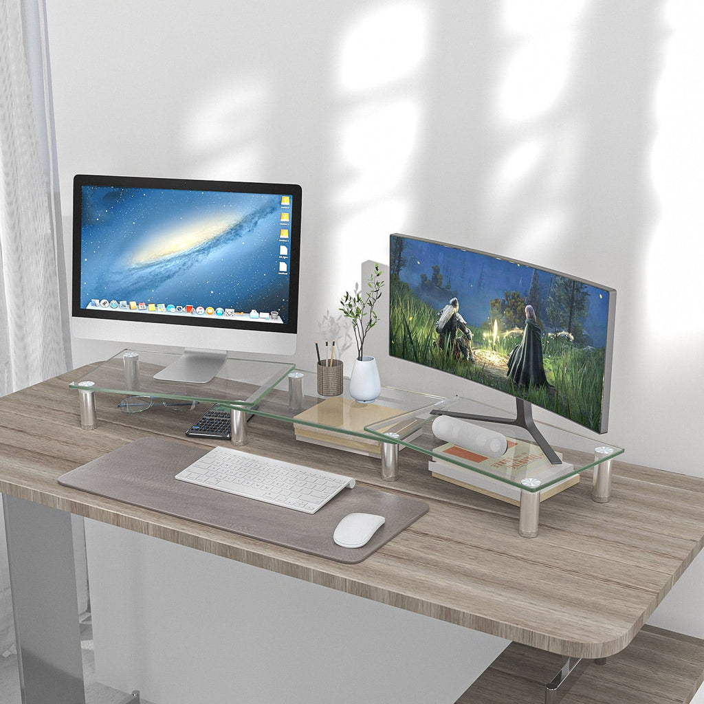 Hemudu Dual Monitor Stand -Adjustable Length and Angle Dual Monitor Riser, Computer Monitor Stand, Desktop Organizer, Monitor Stand Riser fo - Image 3