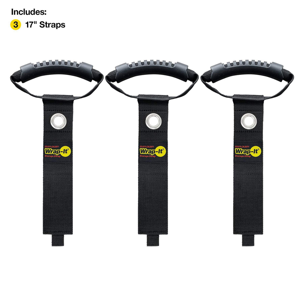 Easy-Carry Straps - 17" (3-Pack) Black with Grommet - Extension Cord Organizer with a Handle for Cable and Hose Storage - Image 3