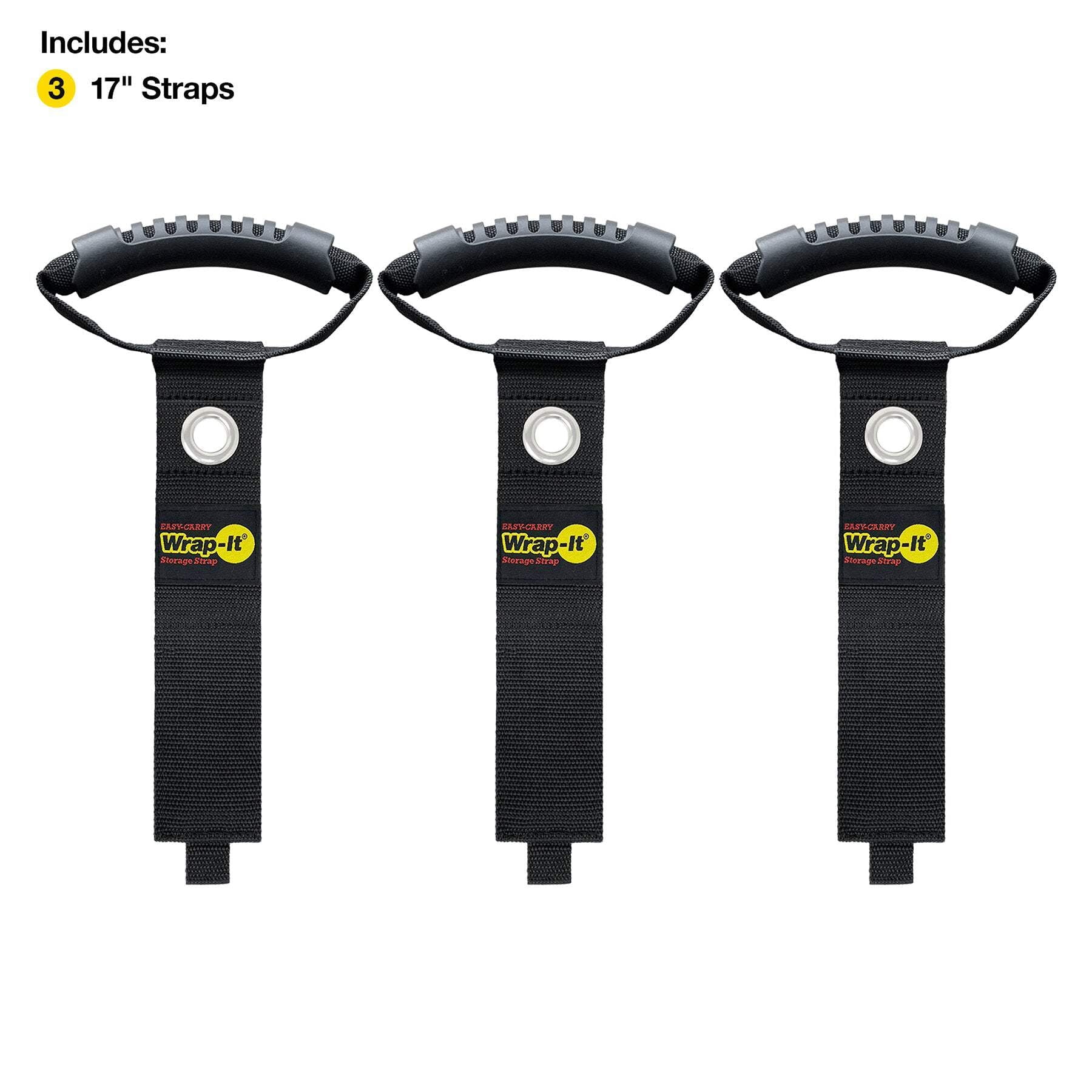 Easy-Carry Straps - 17" (3-Pack) Black with Grommet - Extension Cord Organizer with a Handle for Cable and Hose Storage - Image 3