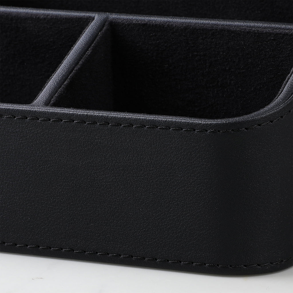 Remote Control Holder, PU Leather Small Desk Organizer Stylish Cute Desktop Organizer for Home Office Desk Accessories, Remote Caddy Bedside - Image 2