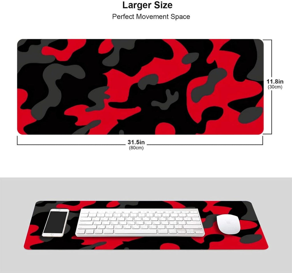 Red and Black Gaming Mouse Pad Large XL Desk Mat Camo Camouflage Long Extended Pads Big Mousepad Home Office Decor Accessories for Computer - Image 2