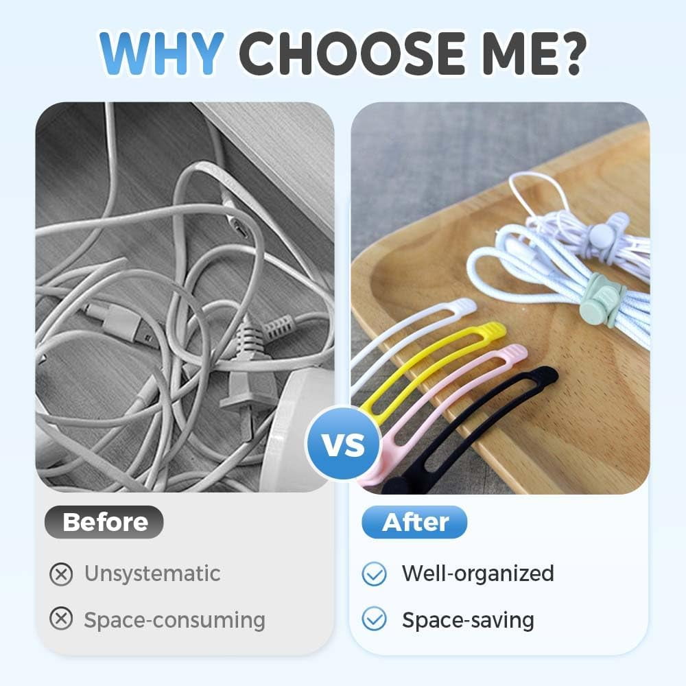 2026 Silicone Cable Ties,Cable Management Headphone Organizers,Reusable Cord Management Wire Organizers for Cords,Hom... - Image 4