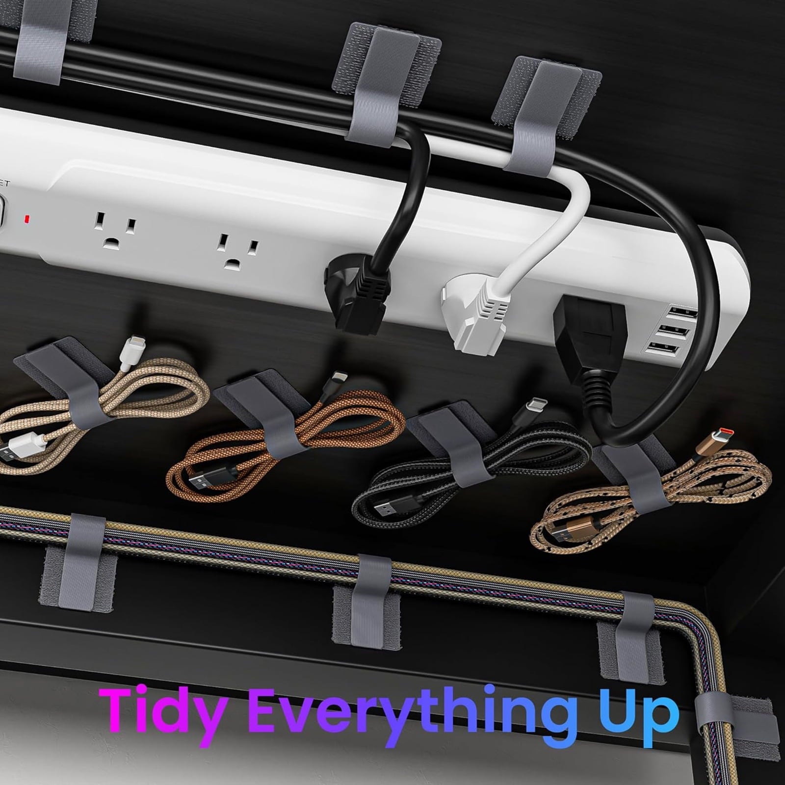 and Loop Cable Ties, Self Adhesive and Loop Cable Straps, Sticky-back Cord Organizer, Cable Clip, Household & Office ... - Image 3