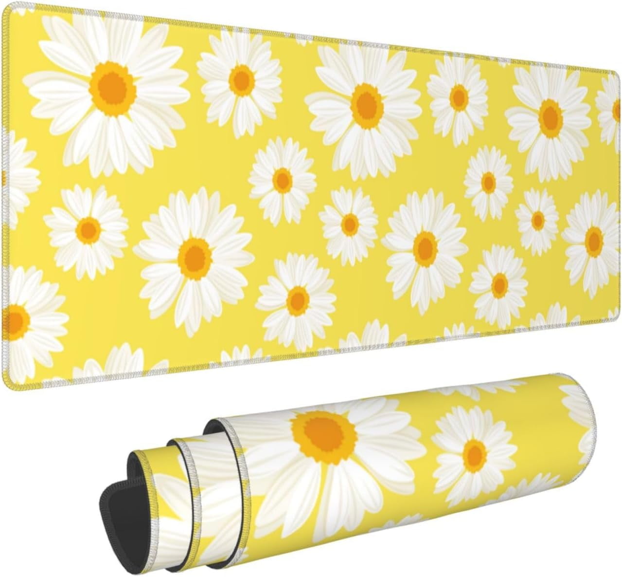 Yellow Daisy -Mouse Pad, Big Desk Mat, Extended Gaming Mouse Pad, Mouse Mat with Non-Slip Rubber Base ＆ Stitched, 31.... - Image 5