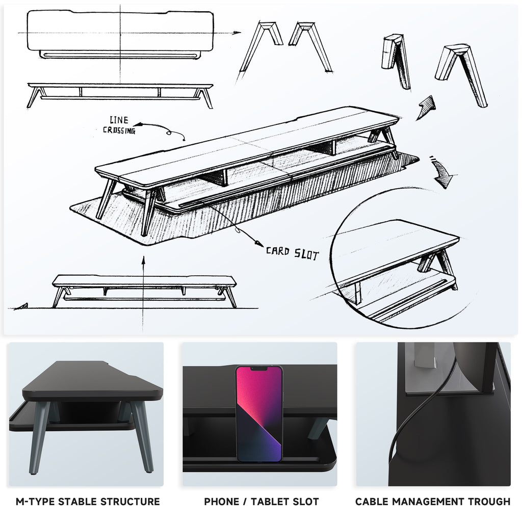 Dual Monitor Stand, Monitor Stands Riser for 2 Monitors, 42.5 Inch Monitor Stands Shelf with 12 Color LED Light for O... - Image 6