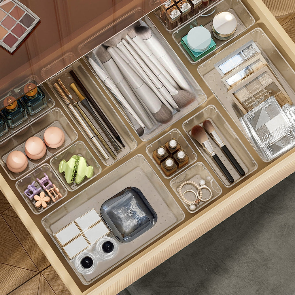 Clear Plastic Drawer Organizers Makeup Vanity Desk Storage Stackable Multiple Gadgets Organizers for Home Bathroom Of... - Image 4