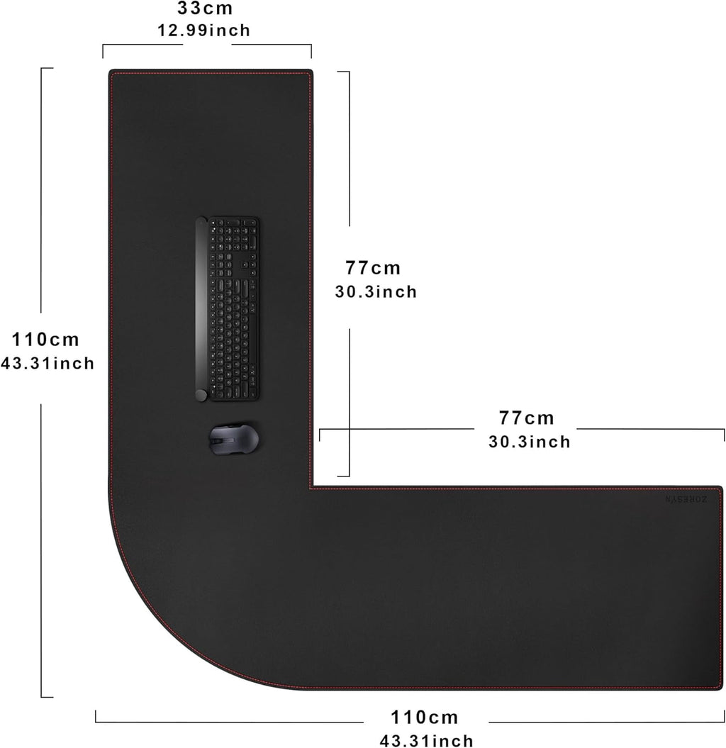 L Mat ) x ) x ), Mouse pad for Corner , Computer Corner Pad, Writing Pad Protector, Large Waterproof PU Leather Corne... - Image 2