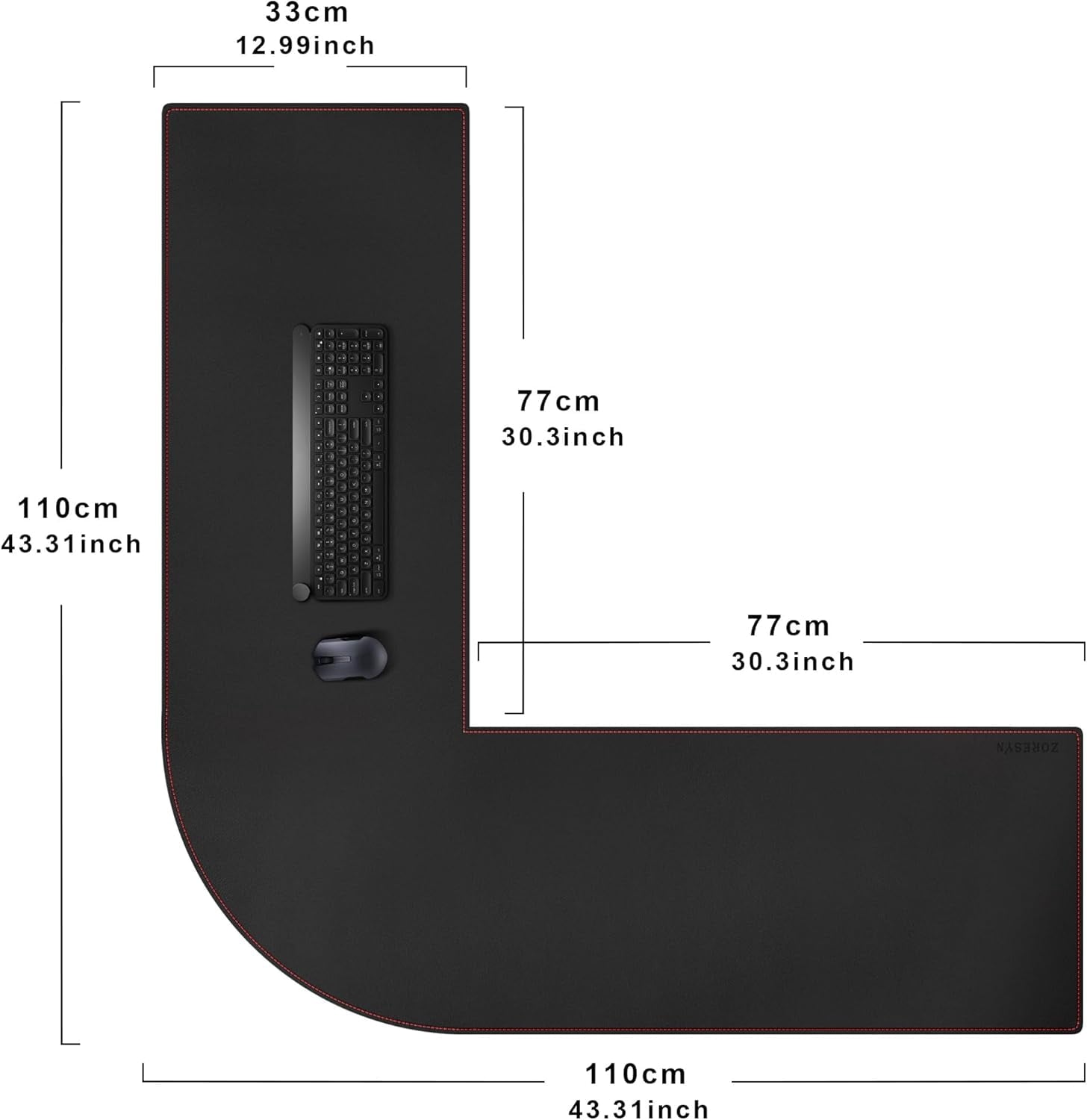 L Mat ) x ) x ), Mouse pad for Corner , Computer Corner Pad, Writing Pad Protector, Large Waterproof PU Leather Corne... - Image 2