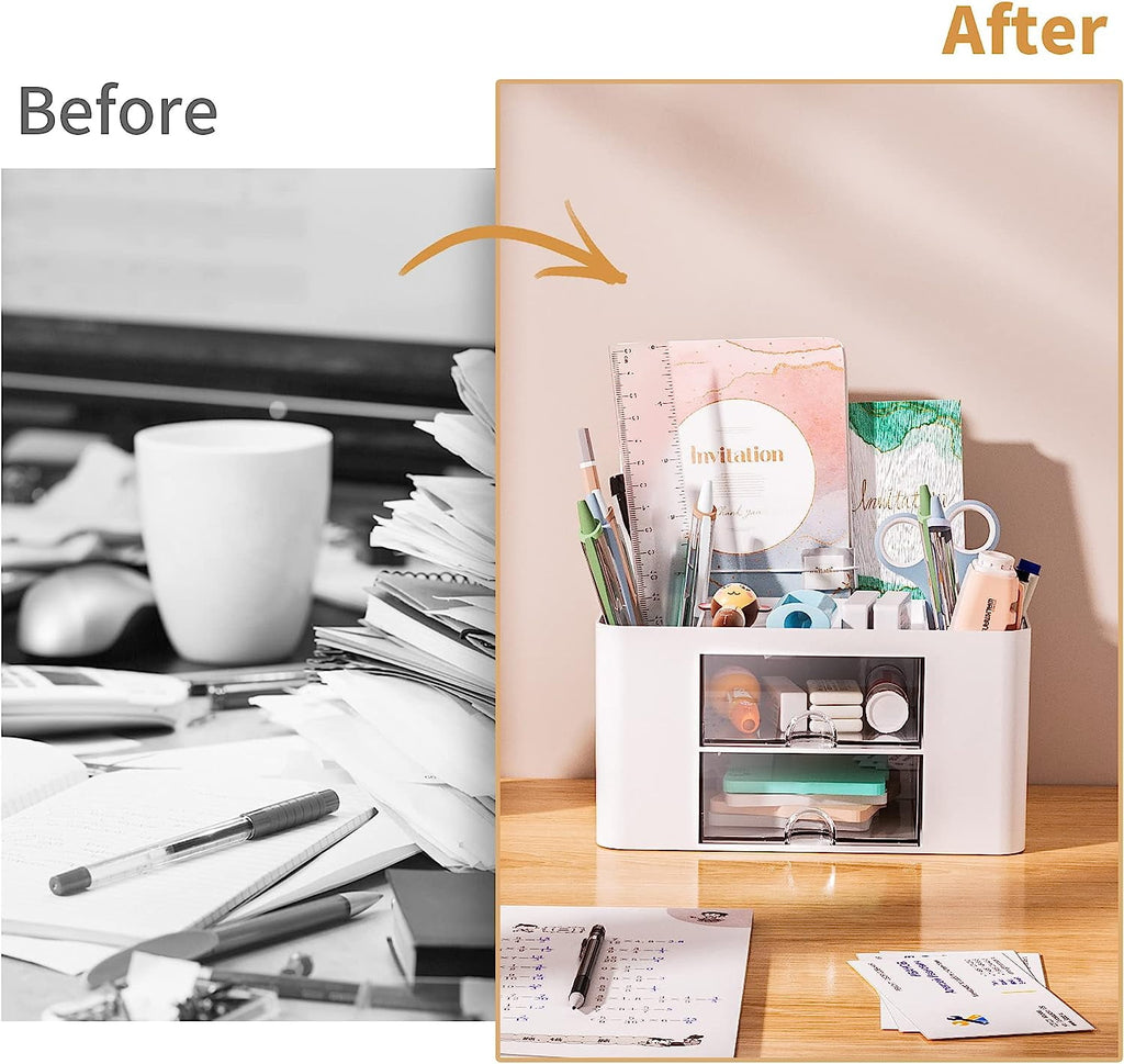 with 2 Drawer, Multi-Functional cil Holder for Desk, Desk s and Accessories with 5 Compartments + Drawer for Office A... - Image 6