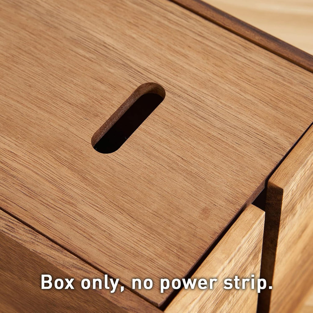 2 Pcs Acacia Wood Cable Management Box, Wooden Cord Hider & Organizer for Power Strip, Electrical Hiding, TV Wires, D... - Image 6