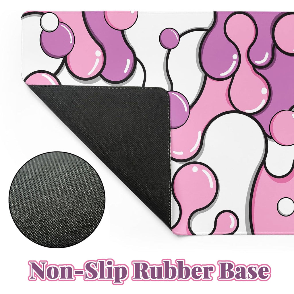 Large Mouse Pad, Pink Purple Fluid Desk Mat XL Extended 80x30cm for Keyboard and Computer, Non-Slip Rubber Base Stitc... - Image 4