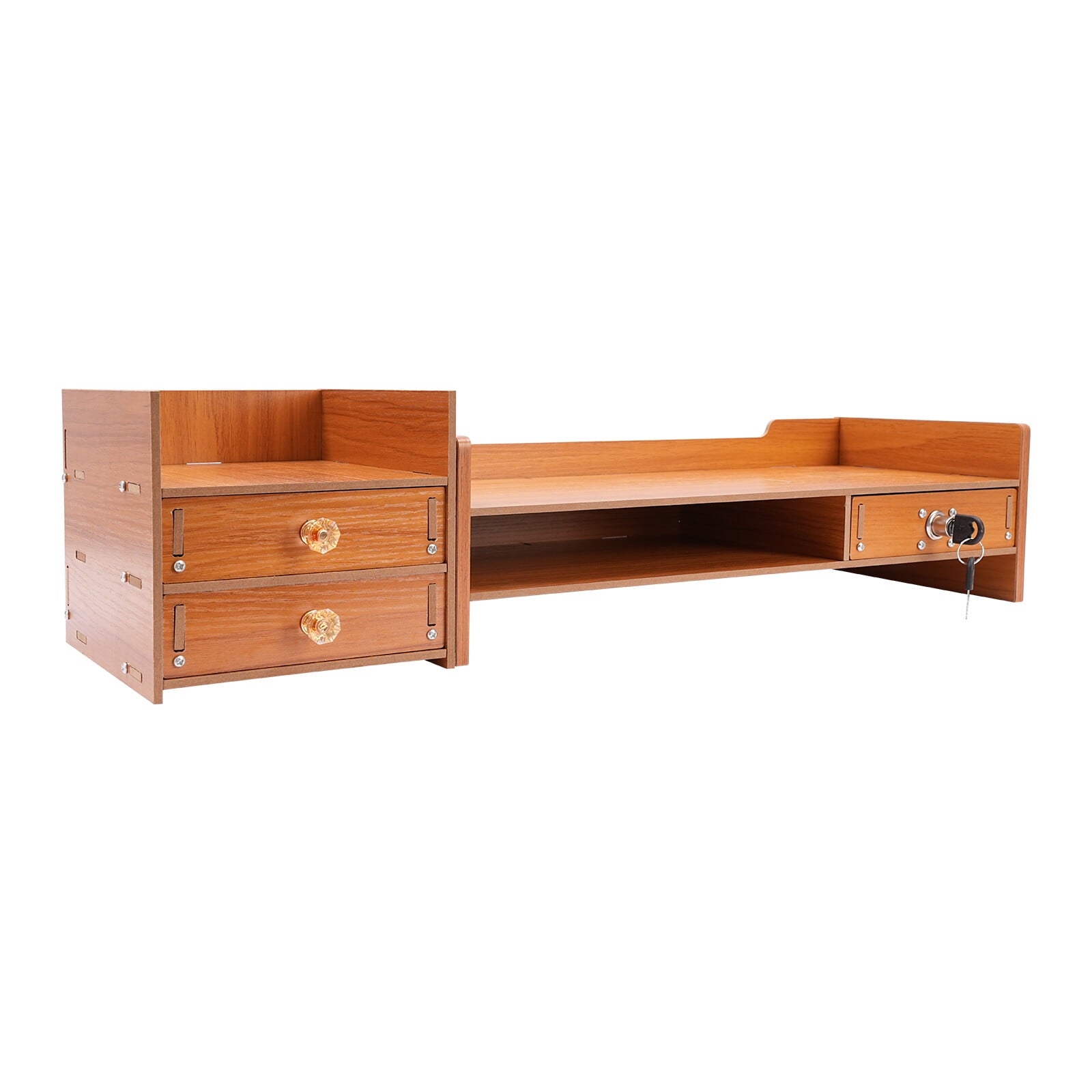 Wooden Desk Organizer with Drawers Office Supplies Computer Desktop Tabletop - Image 6