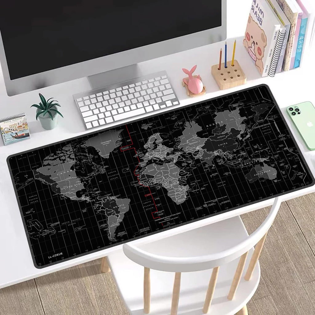 Mouse Pad Gaming - Desk Mat for Keyboard and Mouse - Black World Map Large Mouse Pads for Desk, Gaming Mousepad with Non-Slip Base, Desks Pa - Image 6