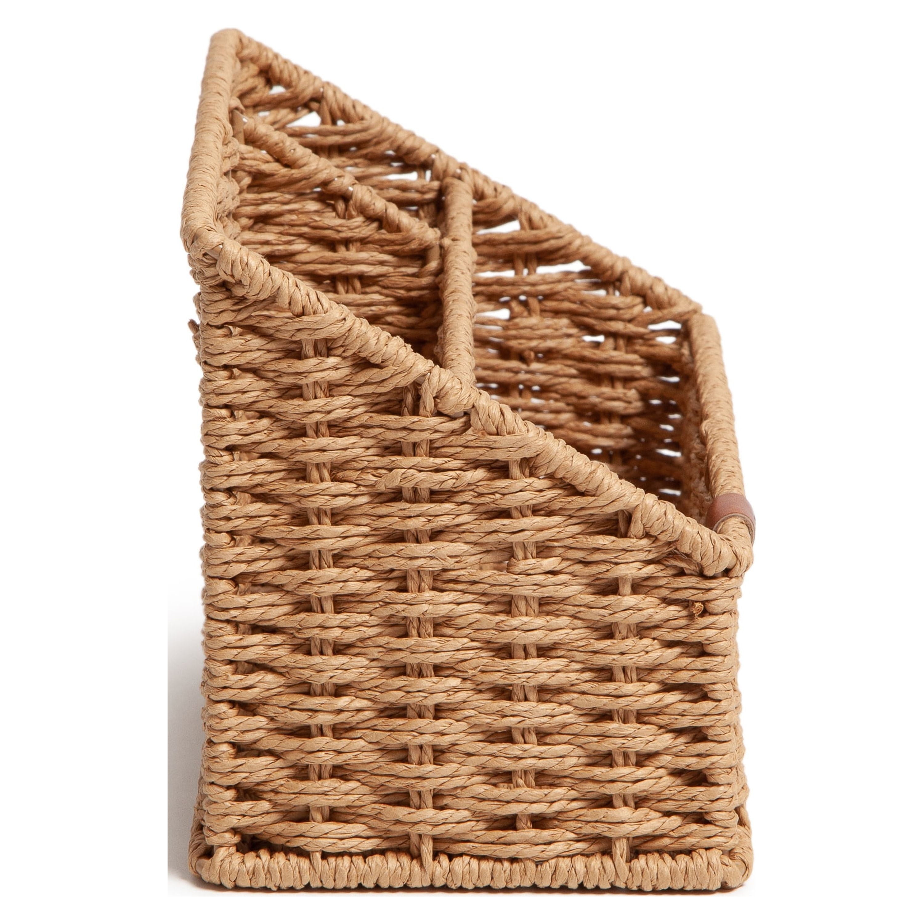 U Brands Woven Desktop Organizer, 10.2" x  4.9" x 5.7", Boho Chic, Brown - Image 5