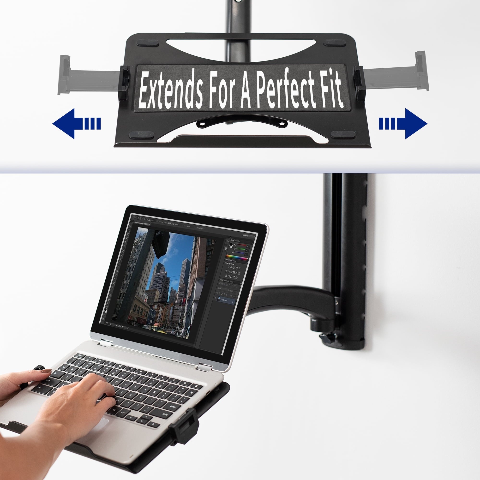 VIVO Sit Stand Adjustable Monitor Laptop Computer Workstation, Fits  27" Screens - Image 4