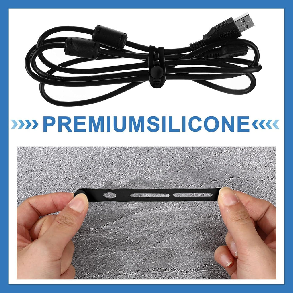 42 Pcs Silicone Cable Ties Reusable Cord Organizer Adjustable Data Cable Wraps for Earphone Phone Charger Computer Co... - Image 3
