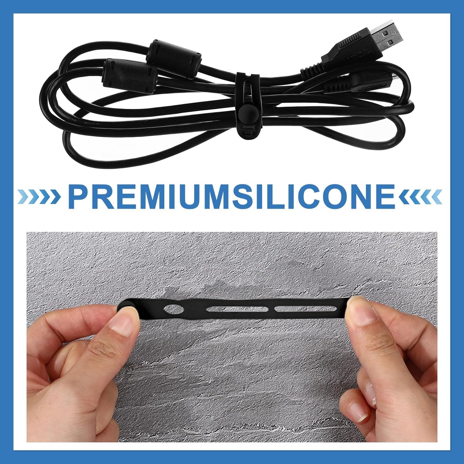 42 Pcs Silicone Cable Ties Reusable Cord Organizer Adjustable Data Cable Wraps for Earphone Phone Charger Computer Co... - Image 3
