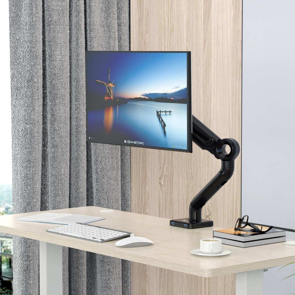 Rosewill Single Monitor Arm Holds 26.50 lbs, Ultrawide Computer Monitor Stand for 35 inch Screens, Upgraded Adjustable Monitor Mount with US - Image 6