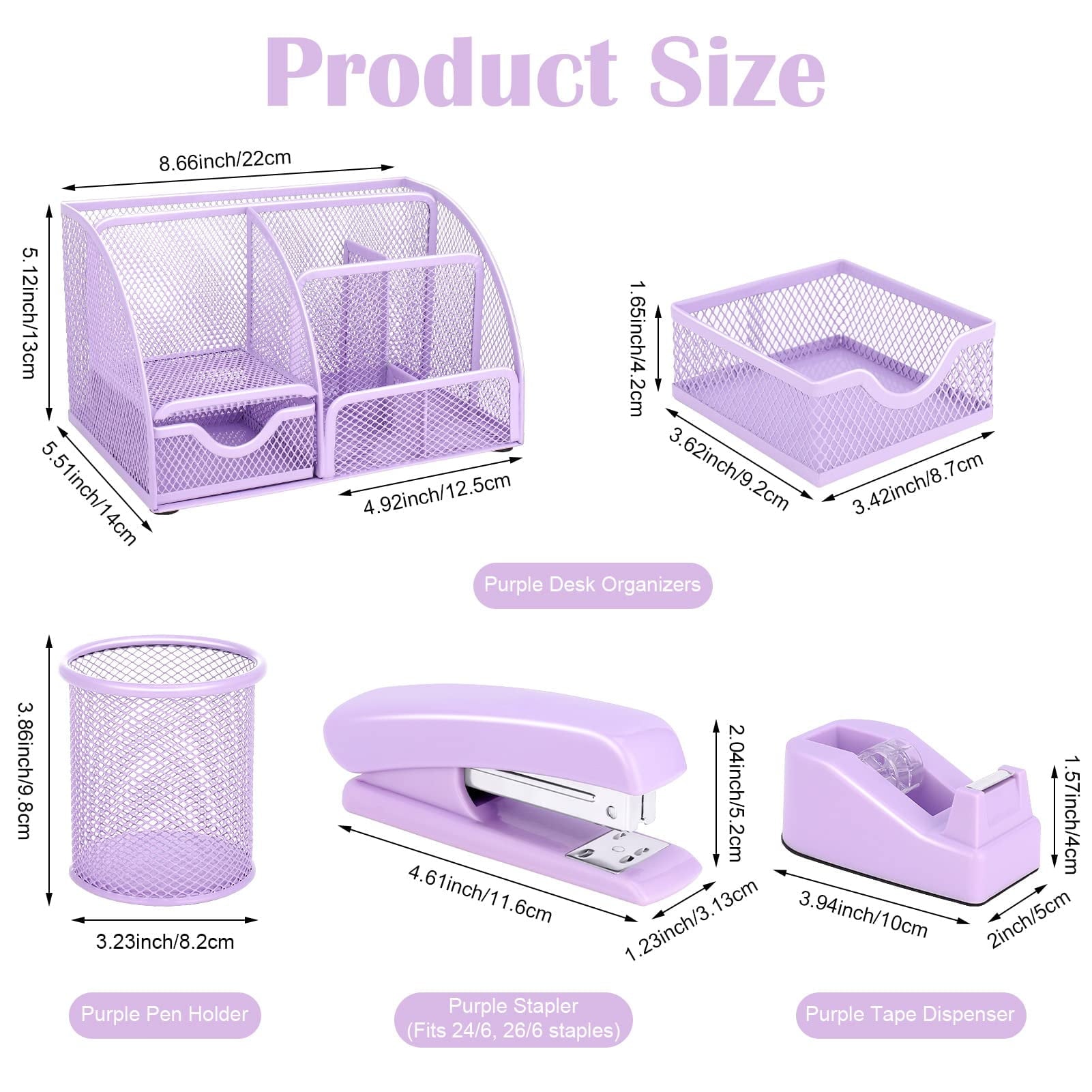 Desk Organizer and Accessories, Office Supplies 7 Compartments Desk Organizer with Stapler, Tape Dispenser, 1000 Stap... - Image 2