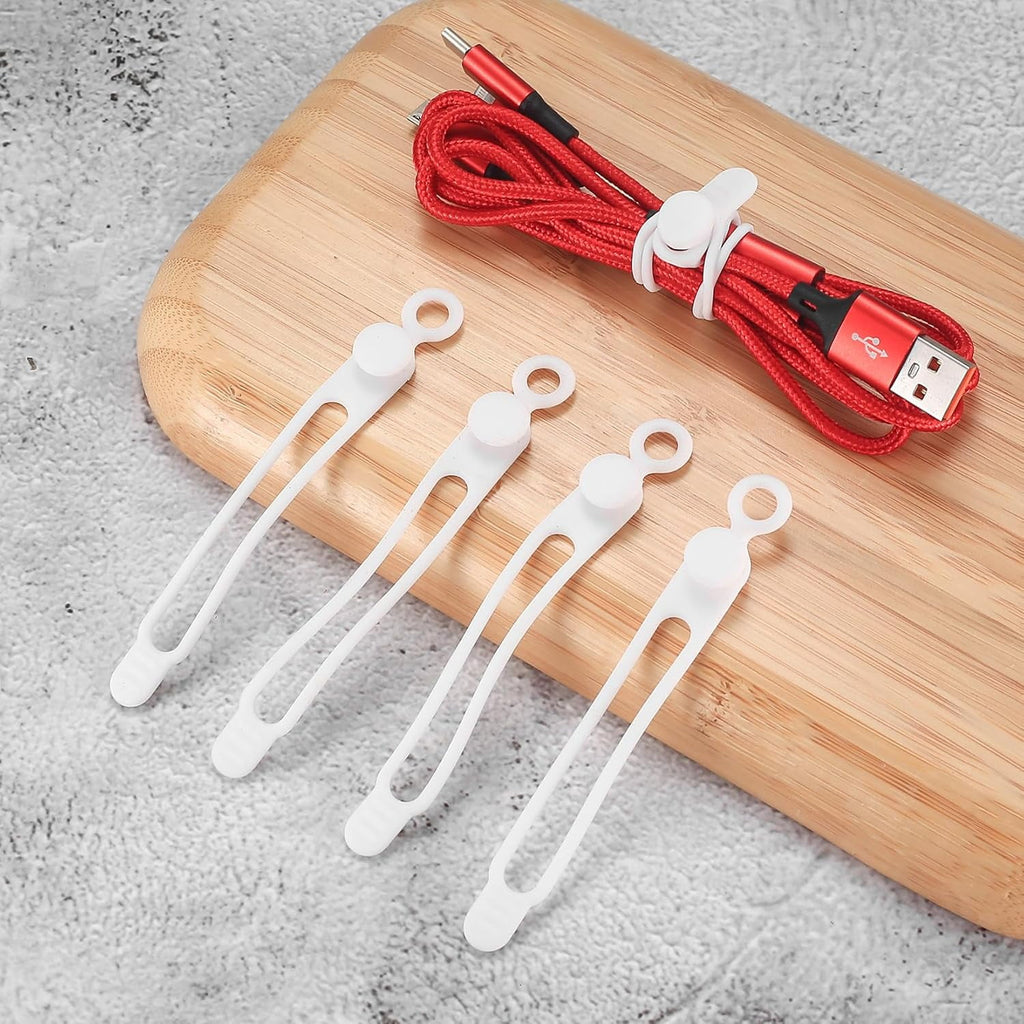25 Pcs Silicone Cable Ties, Reusable Cable Straps Wire Organizer, Cable Management Cord Organizer for Fastening Earph... - Image 6