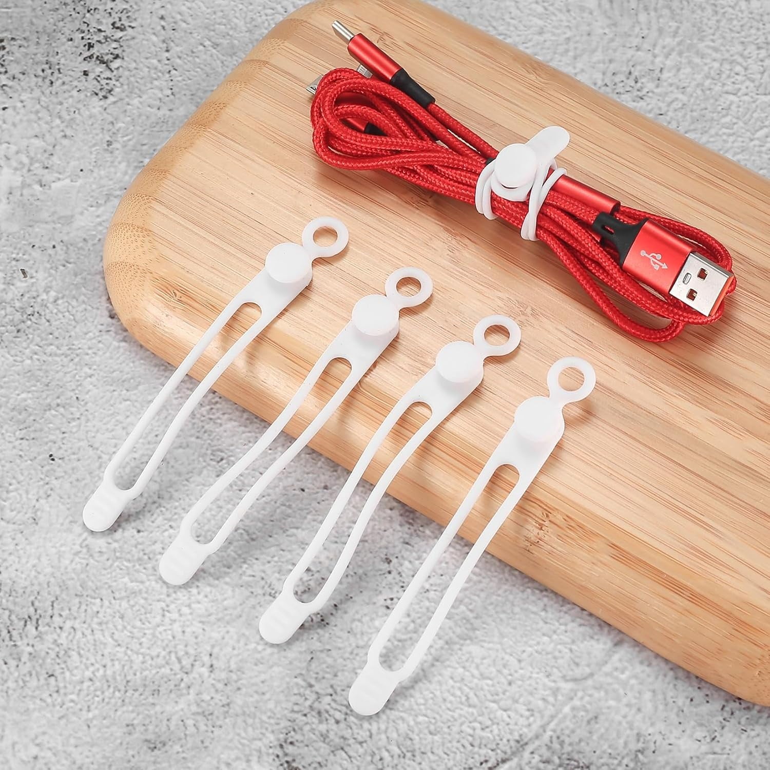 25 Pcs Silicone Cable Ties, Reusable Cable Straps Wire Organizer, Cable Management Cord Organizer for Fastening Earph... - Image 6