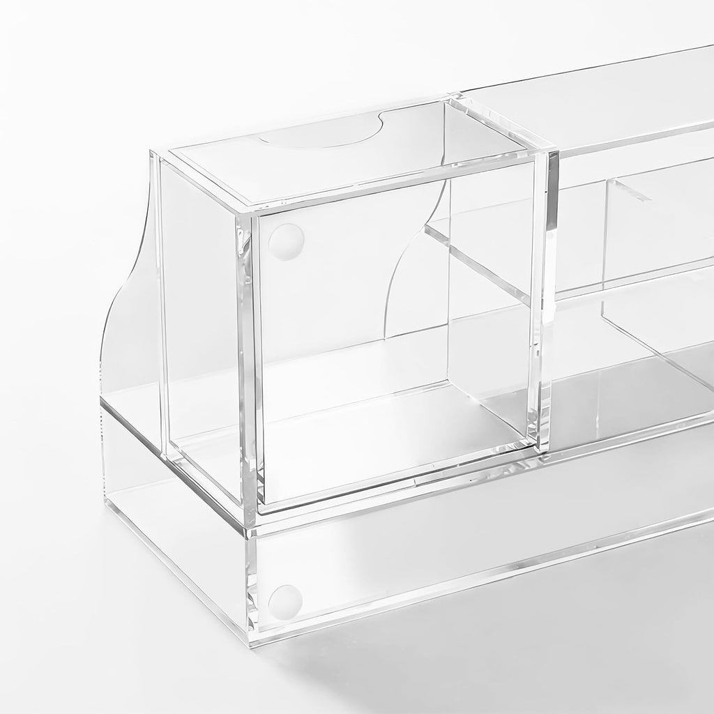 HBlife Acrylic Pen Holder and Desk Organizer, Office Caddy Storage, 6 Compartments - Image 5