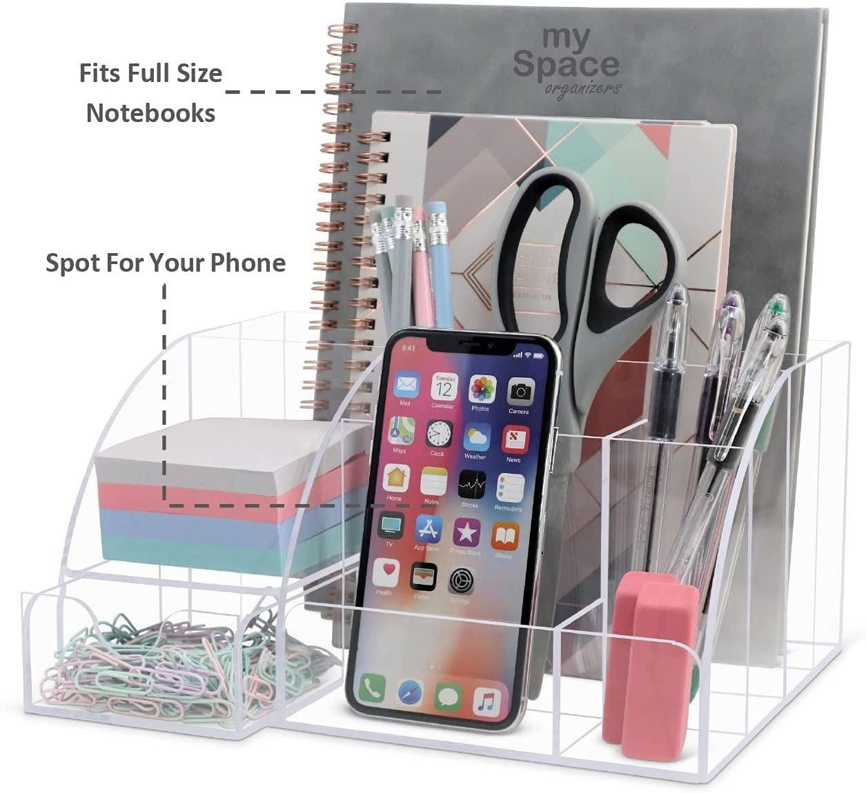 Clear Acrylic Desk Organizer For Home Office Supplies Accessories - Image 6