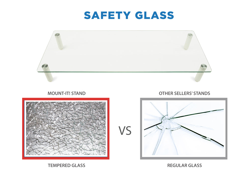 Mount-It! Glass Monitor Stand Riser | Fits 17-24 Inch Screens | Height Adjustable - Image 3