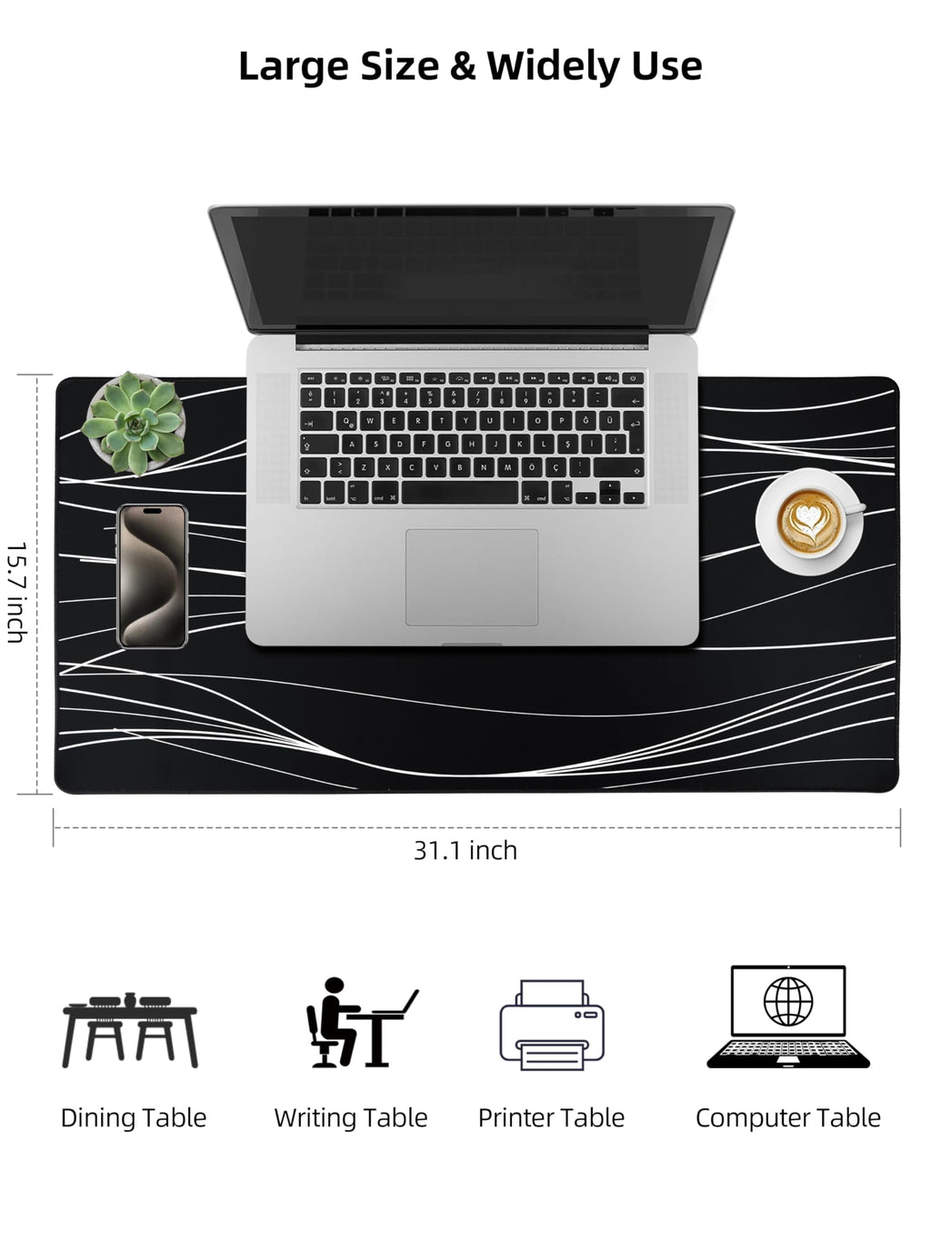 Mouse Pad, Extra Large 31.5"x15.75" Desk Pad Mat, Waterproof & Non-Slip Rubber Base Gaming Mousepad for Office Home - Image 3