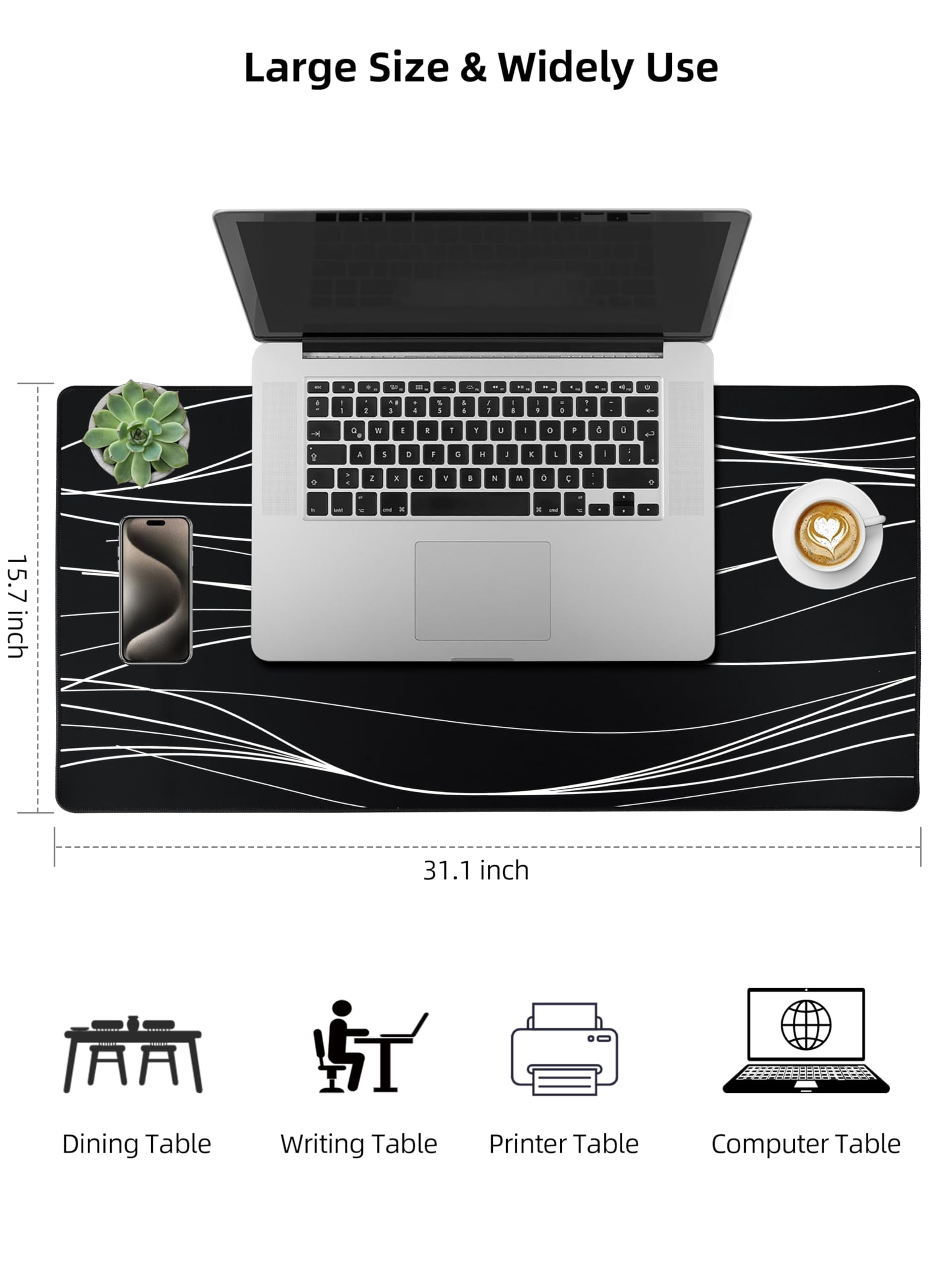 Mouse Pad, Extra Large 31.5"x15.75" Desk Pad Mat, Waterproof & Non-Slip Rubber Base Gaming Mousepad for Office Home - Image 3