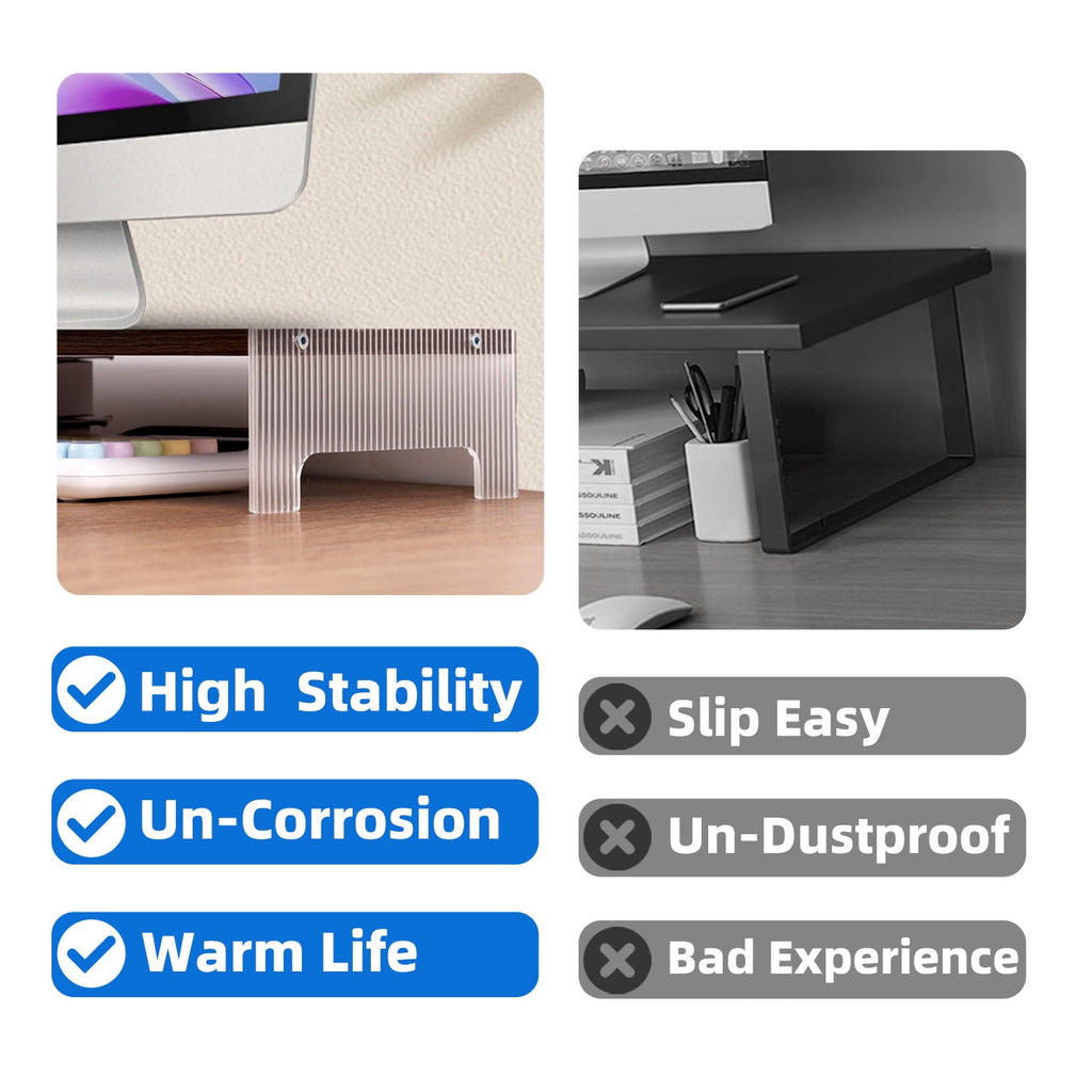 Marsrock Clearance Wood&Acrylic Computer Monitor Stand Desk Desktop Organizer Table For Home,Office Workspace,Laptop Riser,Printer,PC&TV Scr - Image 2