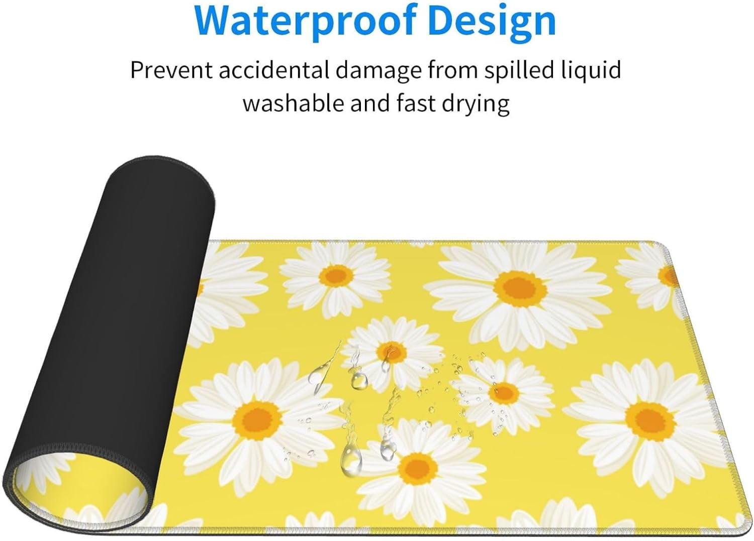 Yellow Daisy -Mouse Pad, Big Desk Mat, Extended Gaming Mouse Pad, Mouse Mat with Non-Slip Rubber Base ＆ Stitched, 31.... - Image 2