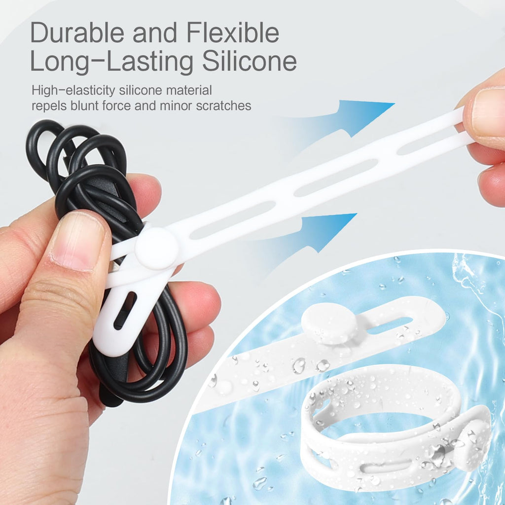 24Pcs Silicone Cable Ties - Reusable & Washable with Locking Buckles, Adjustable Fastening Cable Management Straps, M... - Image 4