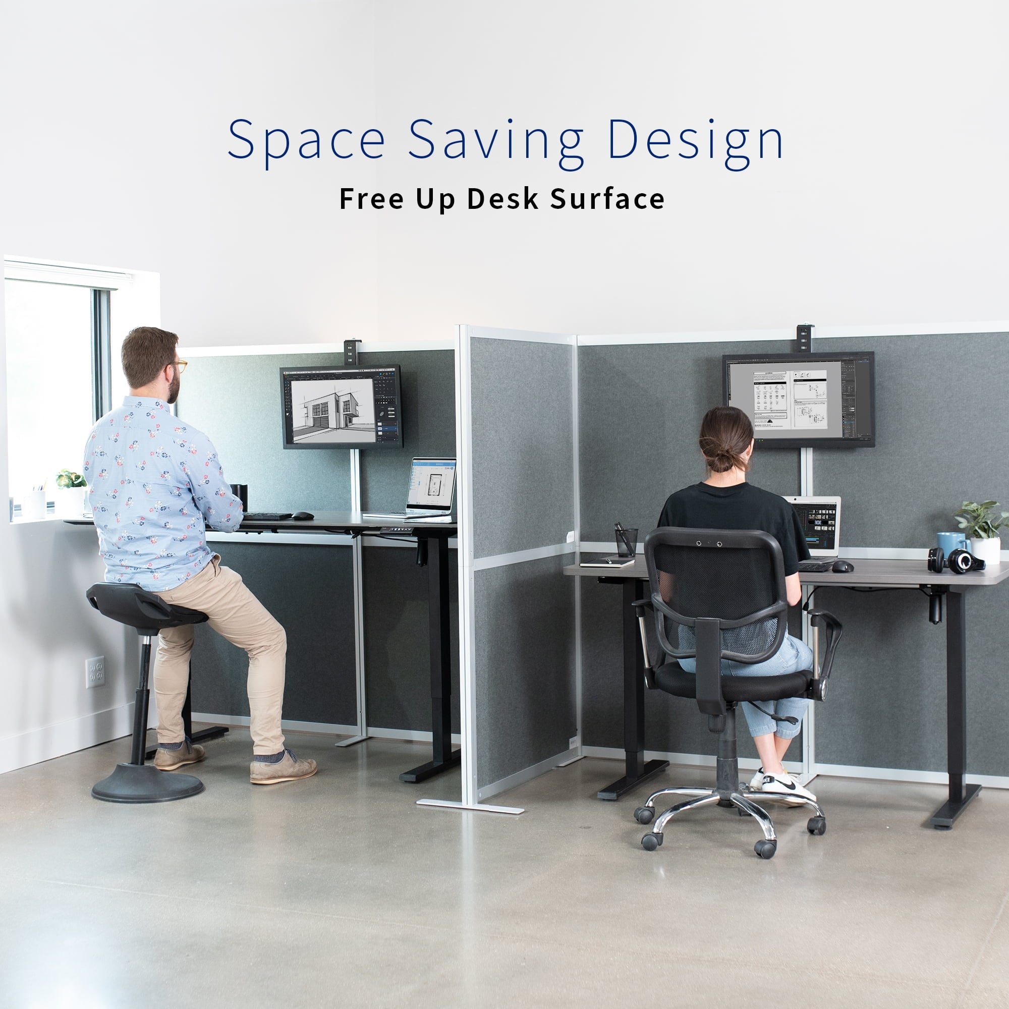 VIVO Black Office Cubicle Monitor Mount Stand Attachment  for 17" to 32" Screen - Image 4